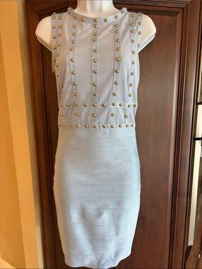 WOW couture Powder Blue Studded Sleeveless Sheath Dress